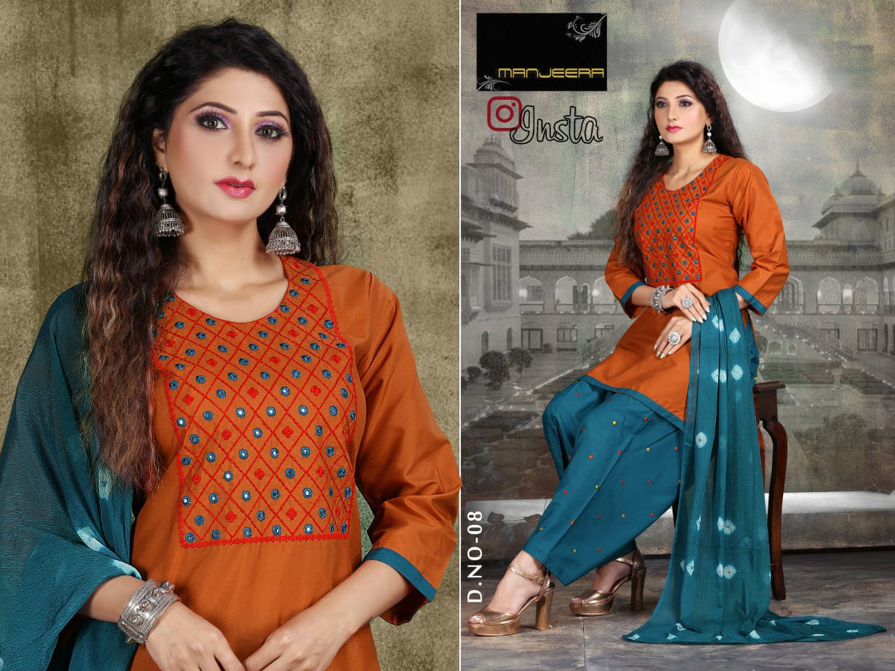 Manjeera Fashion Insta Festive Wear Stain Silk Ready Made Collection